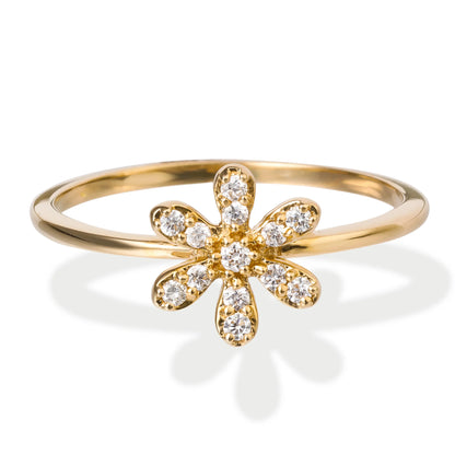 Diamond Flower Ring 14kt Gold