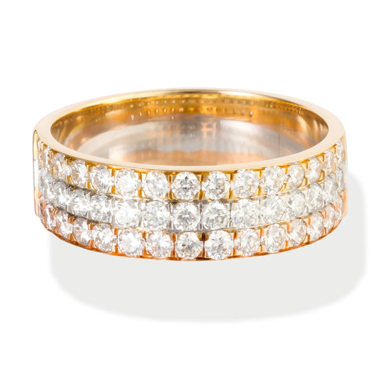 Tri Color Gold Diamond Ring Band