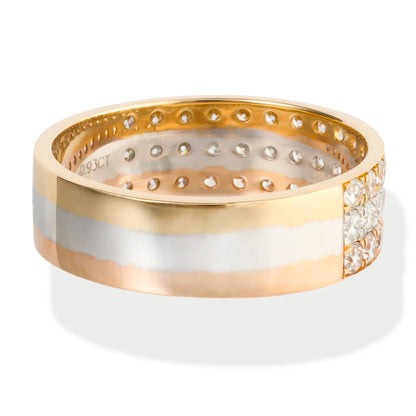 Tri Color Gold Diamond Ring Band