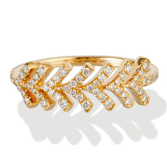 Diamond Feather Ring 14kt Gold