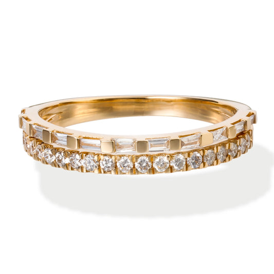 Diamond Round/ Baguette Ring 14kt Gold