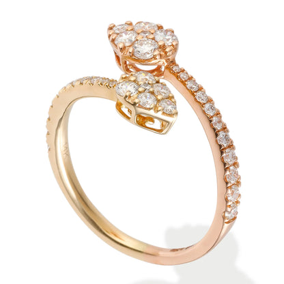 Diamond Pear Shape Ring Yellow and Rose Gold