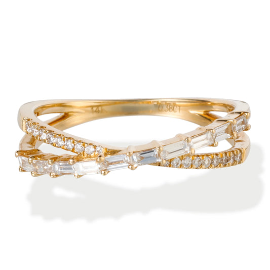 Diamond Round/ Baguette Ring 14kt Gold