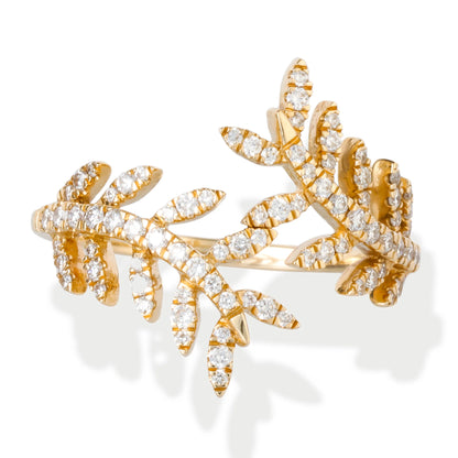 Diamond Feather Ring 14kt Gold