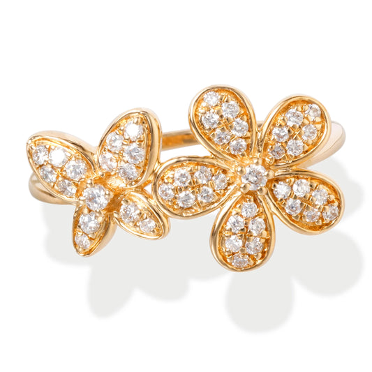 Diamond Flower/butterfly Ring 14kt Gold