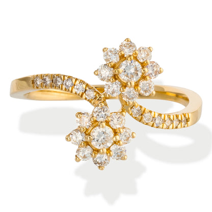 Diamond 2 Flower Ring 14kt Gold