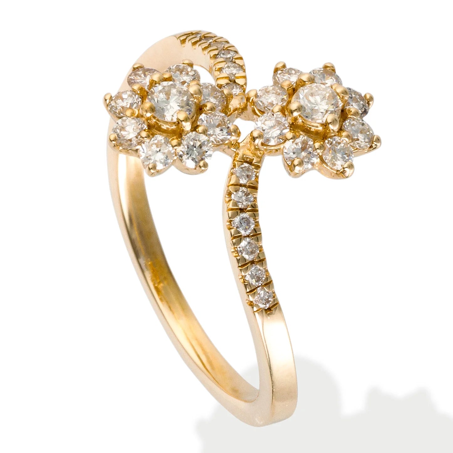 Diamond 2 Flower Ring 14kt Gold