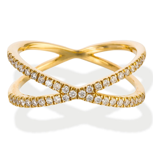 Diamond X Ring 14kt Gold Wt