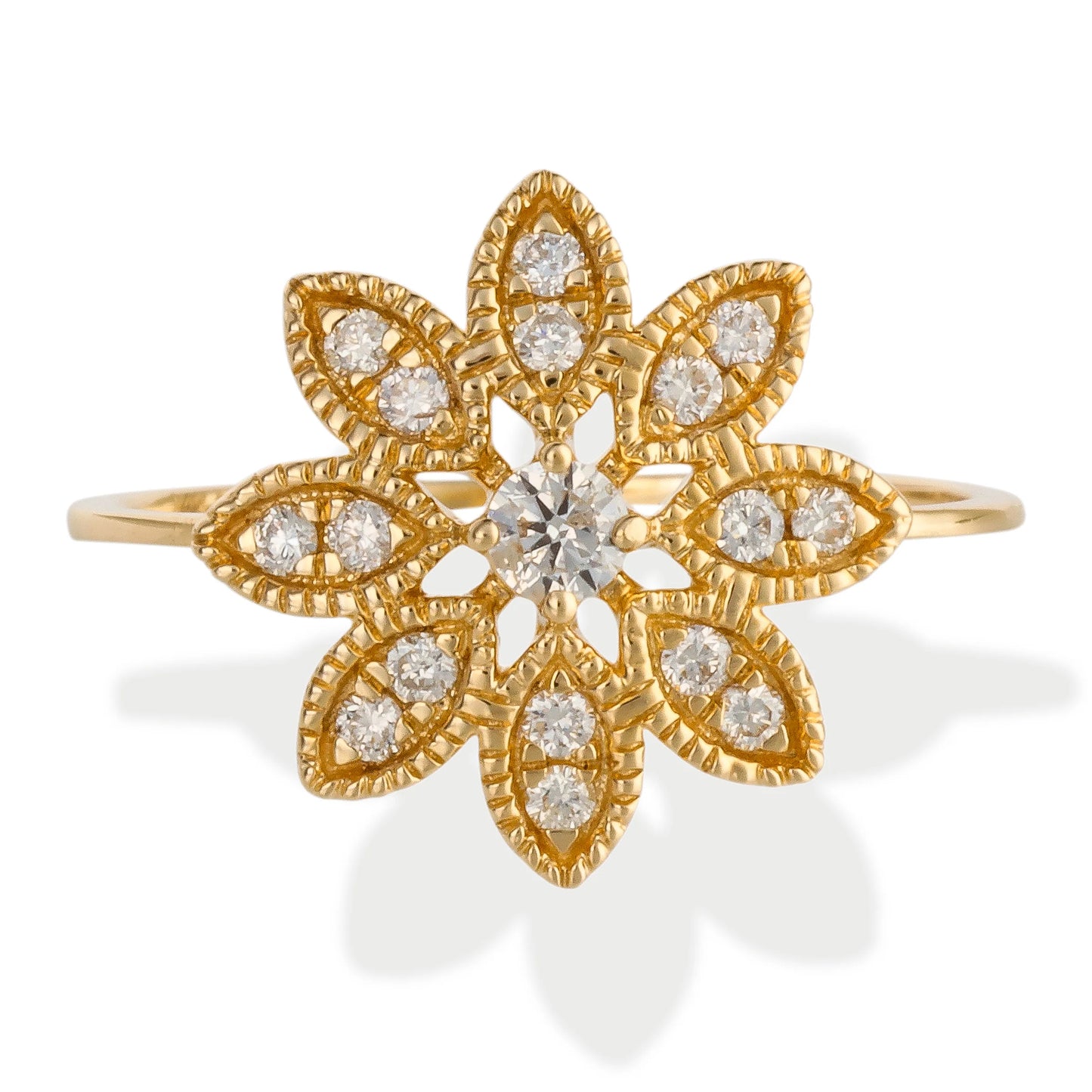 Diamond Flower Ring 14kt Gold