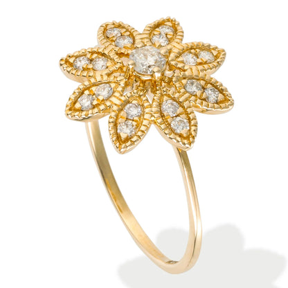 Diamond Flower Ring 14kt Gold