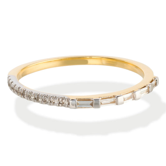 Diamond Round / Baguette Ring 14kt Gold