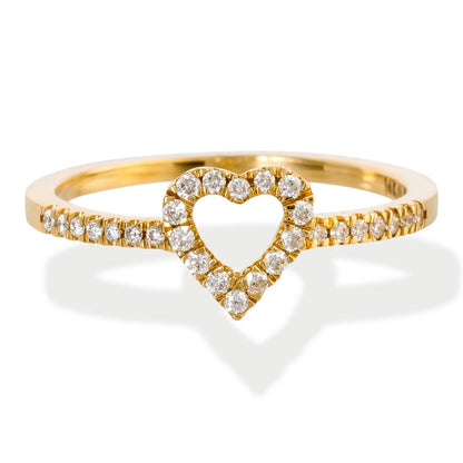 Diamond Open Heart Shape Ring 14kt Gold