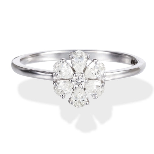 Diamond Flower Ring Diamond Round and Pear Shape