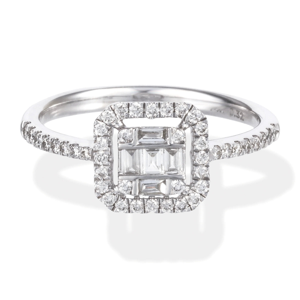 Diamond Round / Baguette Ring 14kt Round