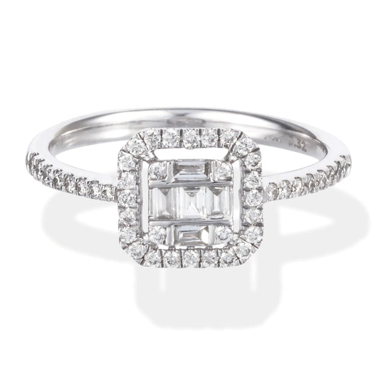 Diamond Round / Baguette Ring 14kt Round