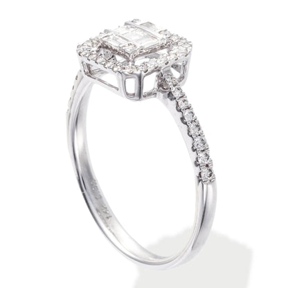 Diamond Round / Baguette Ring 14kt Round