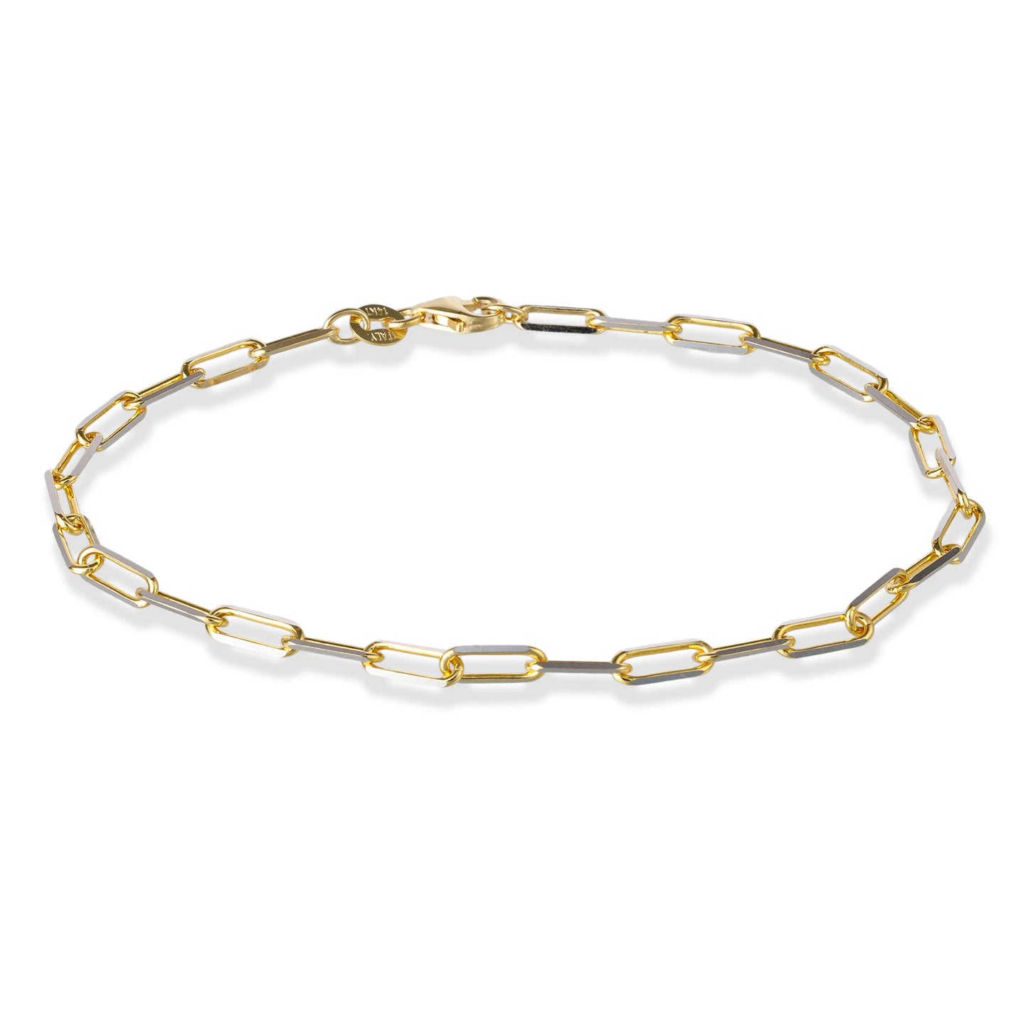 14kt Diamond Cut Papercip Two Tone Bracelet