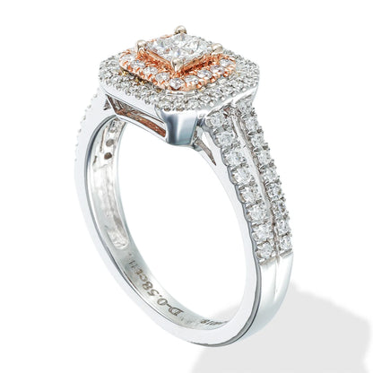 Diamond Two Tone Ring 14kt Gold White and Rose Gold