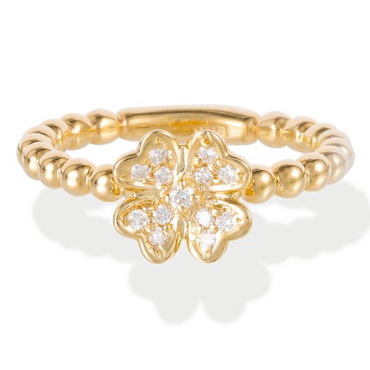 Diamond Flower Ring 14kt Yellow Gold