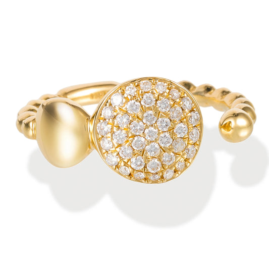 Diamond Round Disk Ring 14kt Yellow Gold