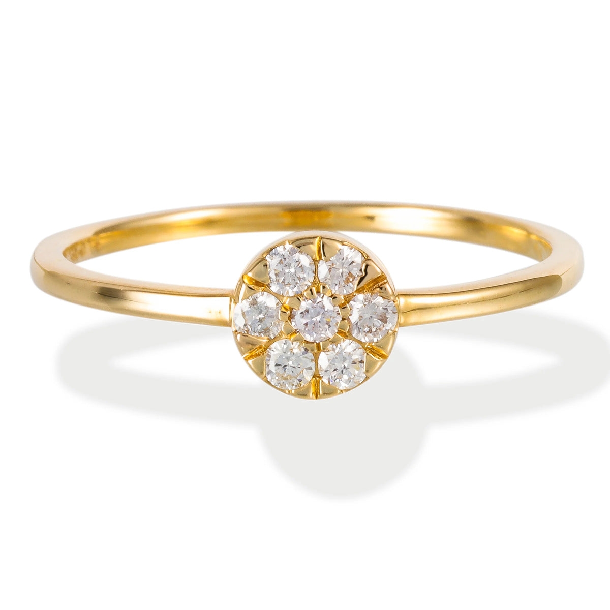 Diamond Round Disk Ring 14kt Yellow Gold