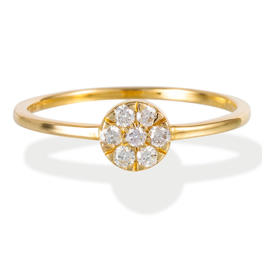 Diamond Round Disk Ring 14kt Yellow Gold