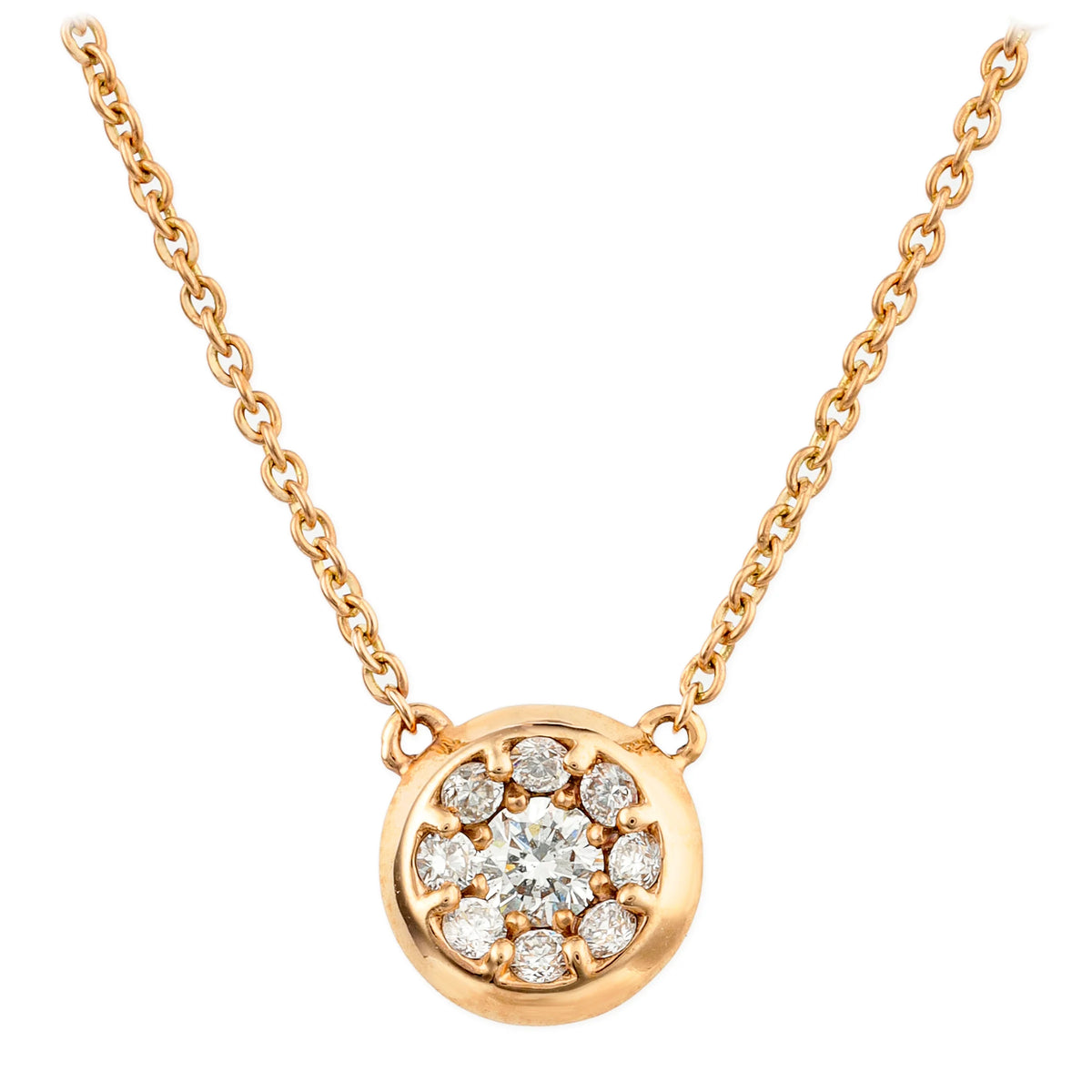 Diamond Round Disk Necklace