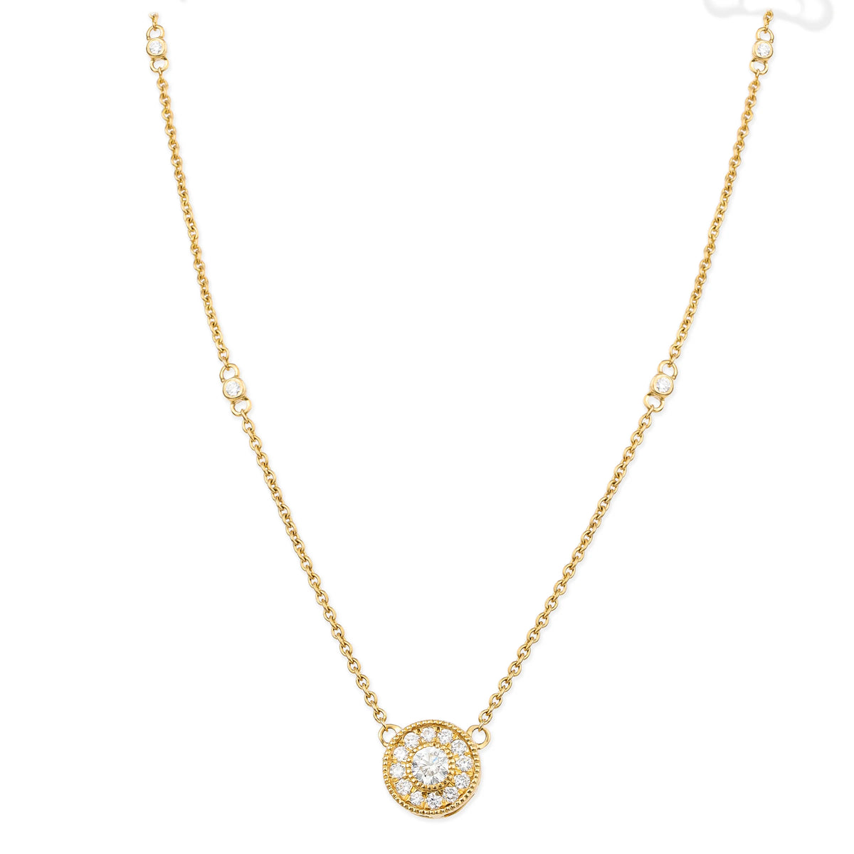 Diamond Round Disk Necklace