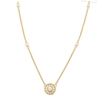 Diamond Round Disk Necklace