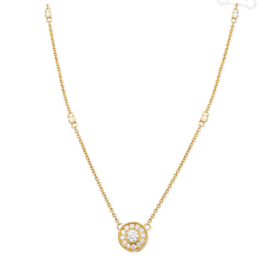 Diamond Round Disk Necklace