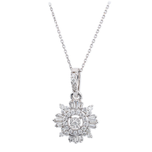 Diamond Round/baguette Pendent Necklace