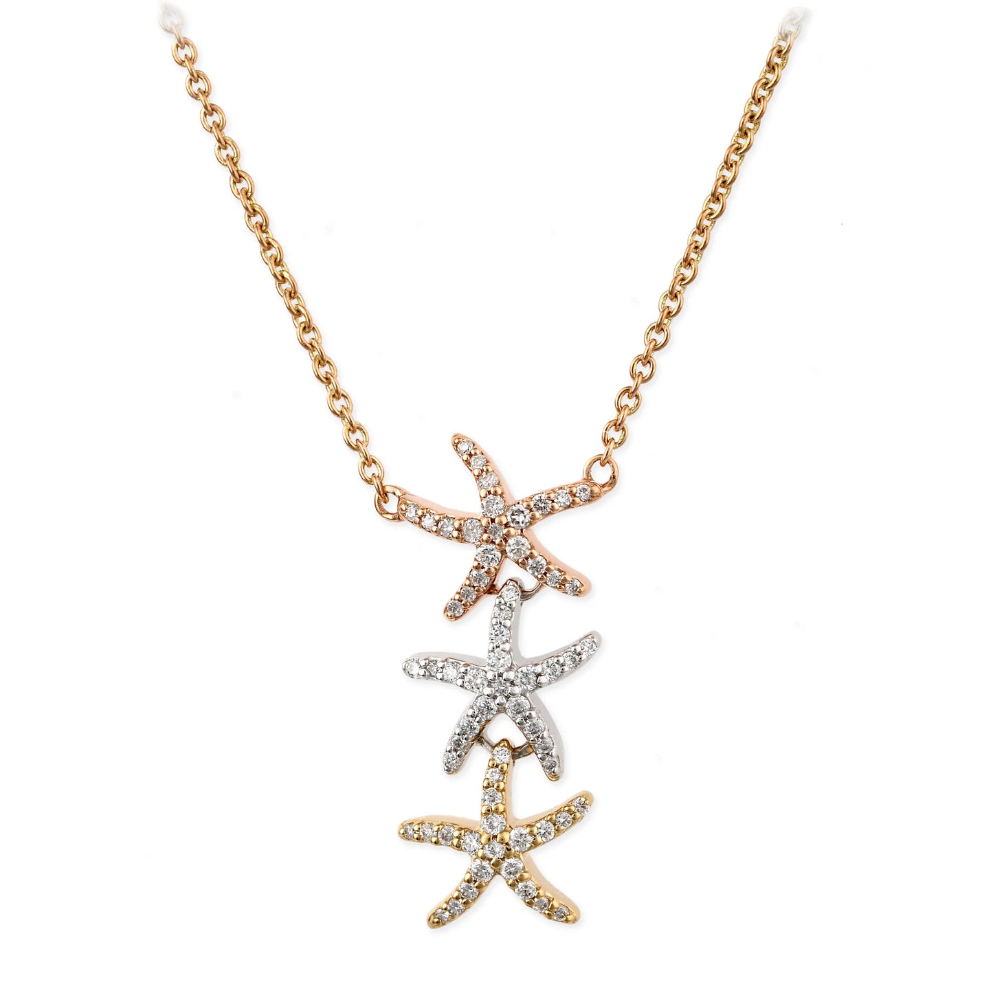 Diamond 3 Color Star Necklace