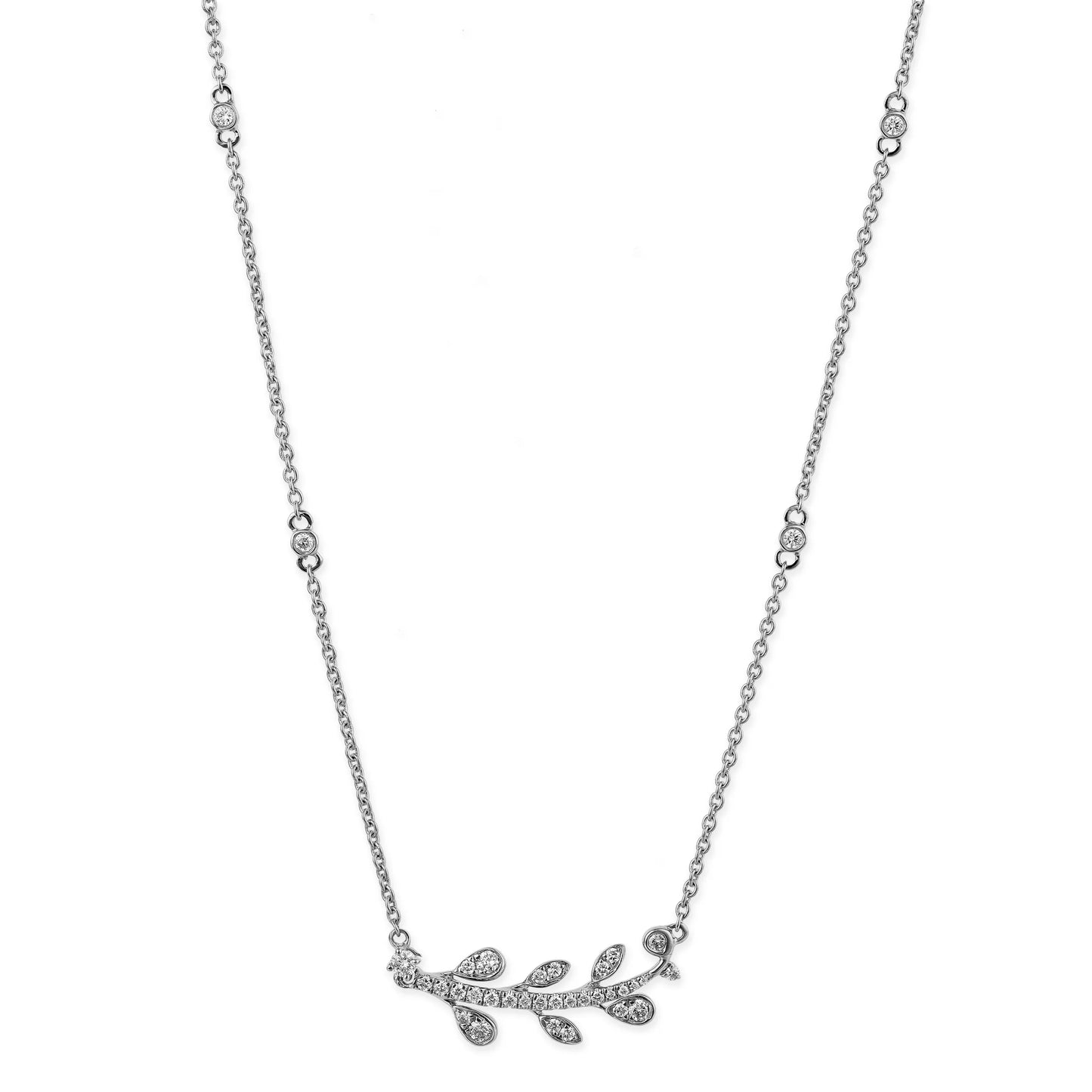Diamond Leaf Pendent Necklace
