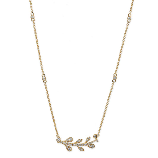 Diamond Leaf Pendent Necklace