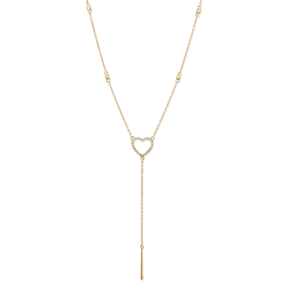 Diamond Heart Shape Lariat Necklace