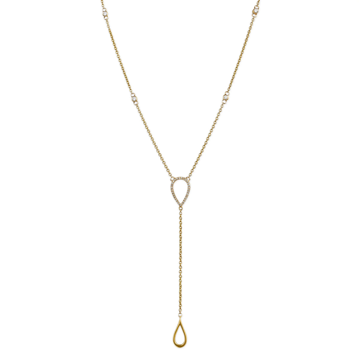 Diamond Open Pear Shape Lariat Necklace