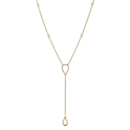 Diamond Open Pear Shape Lariat Necklace