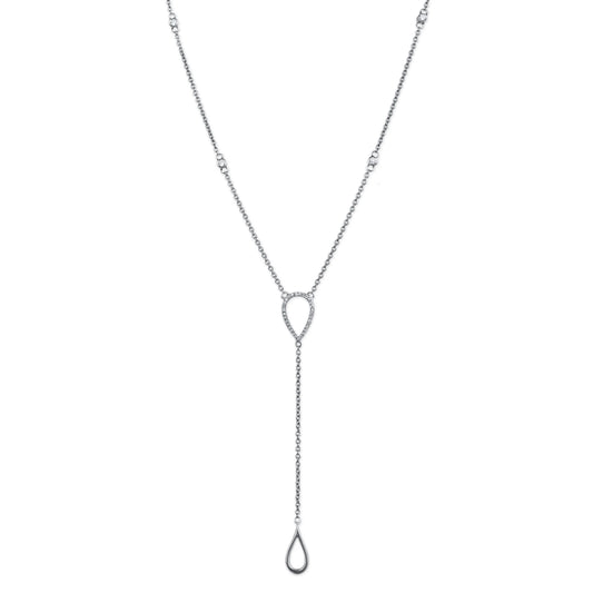 Diamond Open Pear Shape Lariat Necklace