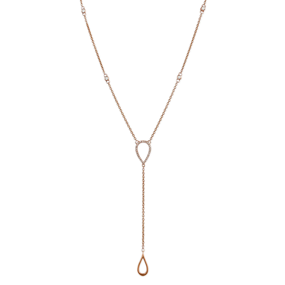 Diamond Open Pear Shape Lariat Necklace