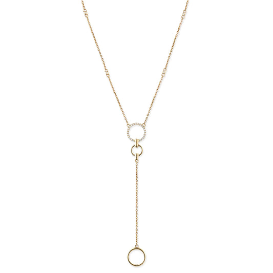 Diamond Open Circle Lariat Necklace