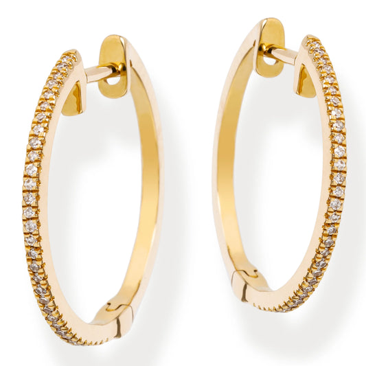 Diamond Hoop Earrings Yellow Gold