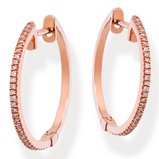 Diamond Hoop Earrings Rose Gold