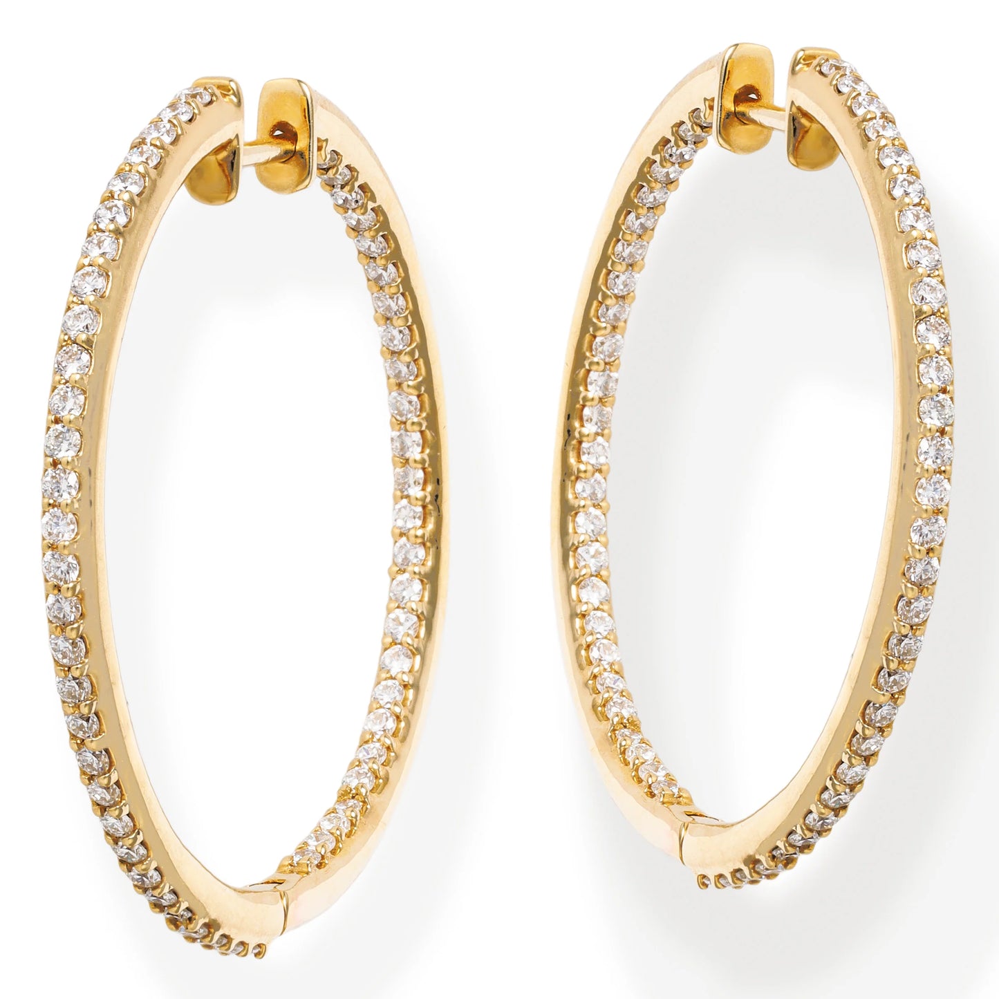 Diamond Hoop Earrings  Yellow Gold