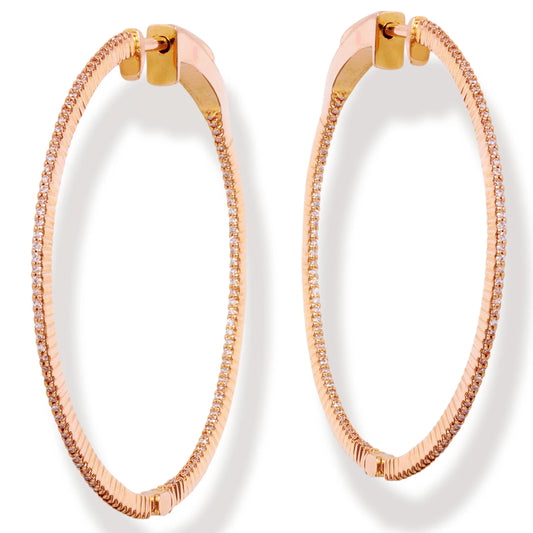 Diamond Hoop Earrings Rose Gold