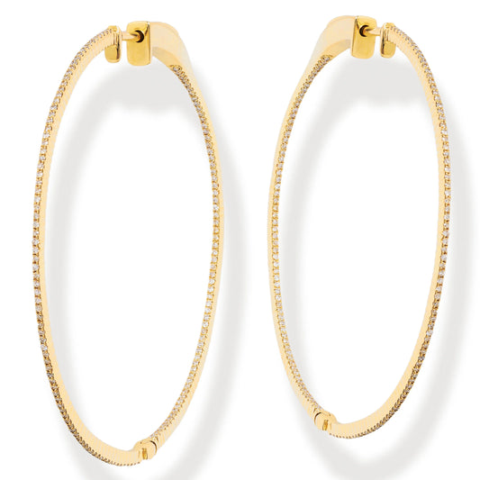 Diamond Hoop Earrings Yellow Gold