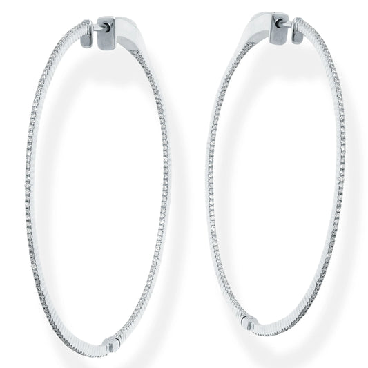 Diamond Hoop Earrings  White Gold