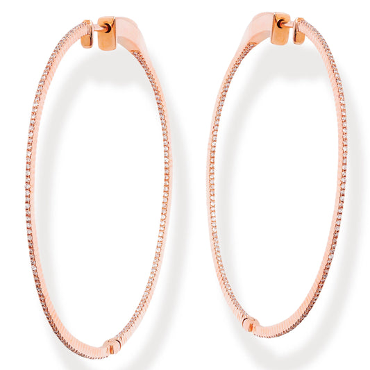 Diamond Hoop Earrings Rose Gold