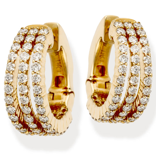 Diamond Hoop Earrings Yellow Gold