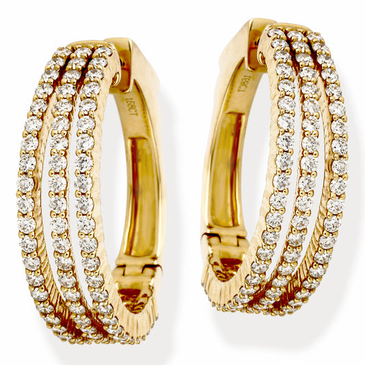 Diamond Hoop Earrings Yellow Gold