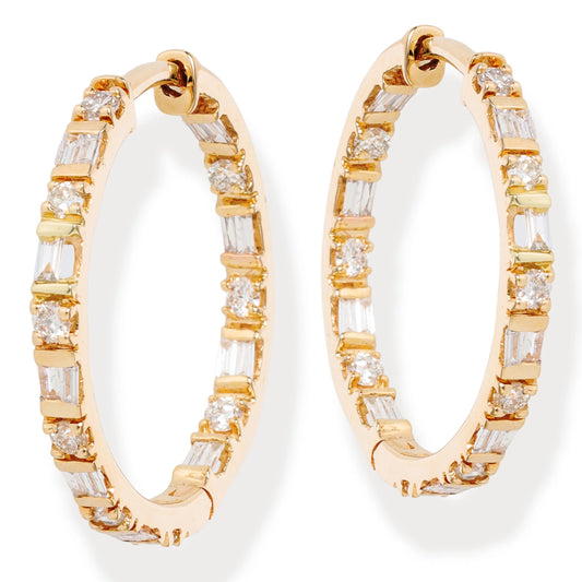 Diamond Hoop Earrings  Yellow Gold